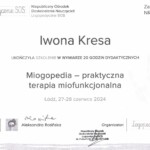 Zaświadczenie o ukończeniu szkolenia Miogopedia Iwona Kresa